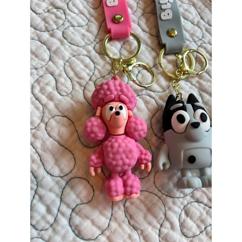 Bluey Character Keychains Muffin Snickers Coco Silicone Wristlet Charms 3 Pack
